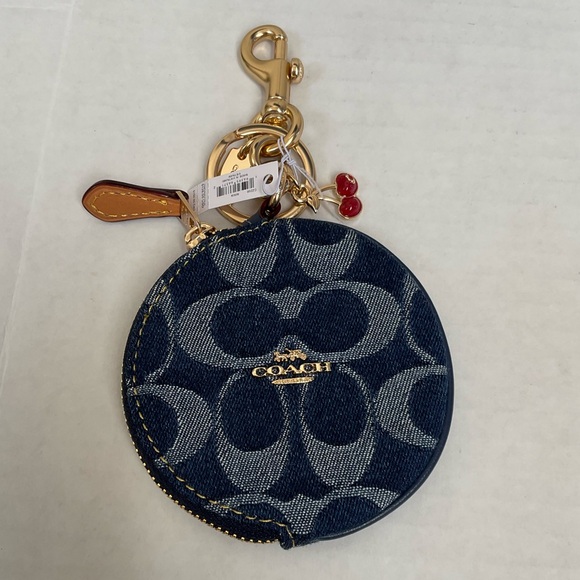 Coach CZ256 Circular Coin Pouch Bag Charm in Signature Denim - Picture 1 of 4